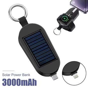 Портативный брелок 3000 мАч Солнечный аккумулятор Mini TYPE C Power Bank Автомобильные аксессуары для быстрой зарядки Внешняя электростанция для Apple