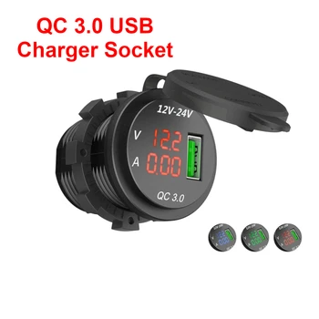  светодиодный вольтметр Панель мониторинга амперметра QC 3.0 USB Зарядное устройство Розетка Розетка Цифровой для автомобиля Лодка Мотоцикл