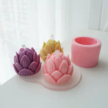Силиконовая форма для свечей Высококачественная форма для мыла Lotus ручной работы Декор рабочего стола Гипсовая форма Украшение