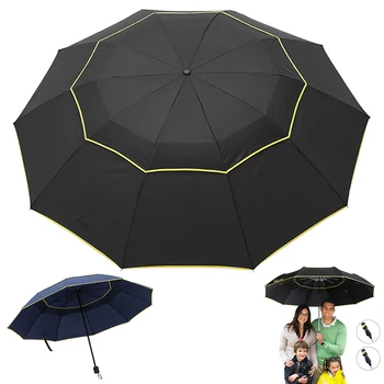  Складной зонт Большой 10 ребер Двухслойный ручной Открытый солнце Дождевые зонтики Ветрозащитный штормовой для путешествий на открытом воздухе Спорт