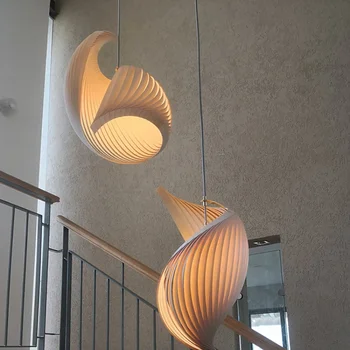 Современные минималистичные подвесные светильники из шпона креативные спиральные светильники для гостиной, спальни, балкона, лестницы, деко люстры