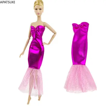 фиолетовый розовый пэчворк модное кукольное платье для куклы Барби наряды одежда русалка рыбий хвост вечеринка платье 1/6 куклы аксессуары