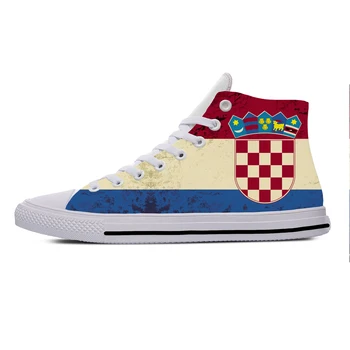 Хорватия Хорватия Флаг Хорватской Республики Патриотическая Мода Повседневная Ткань Обувь Высокий Верх Легкий Дышащий 3D-печать Мужчины Женщины Кроссовки