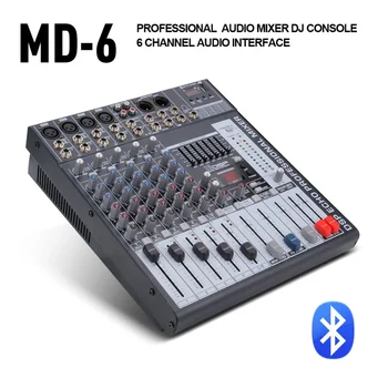 Хорошее качество, чистый звук!! 6-канальный микшер Цифровой аудио DJ контроллер с USB-слотом 48 В для сцены записи.