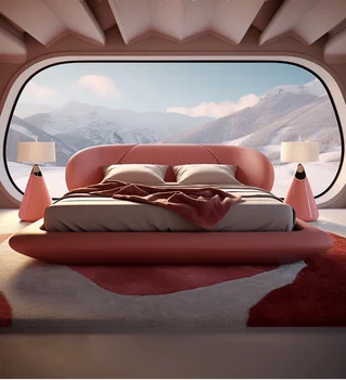 Художественная эстетика Двуспальная кровать Итальянская минималистичная постмодернистская мебель Мебель для спальни Международного музея